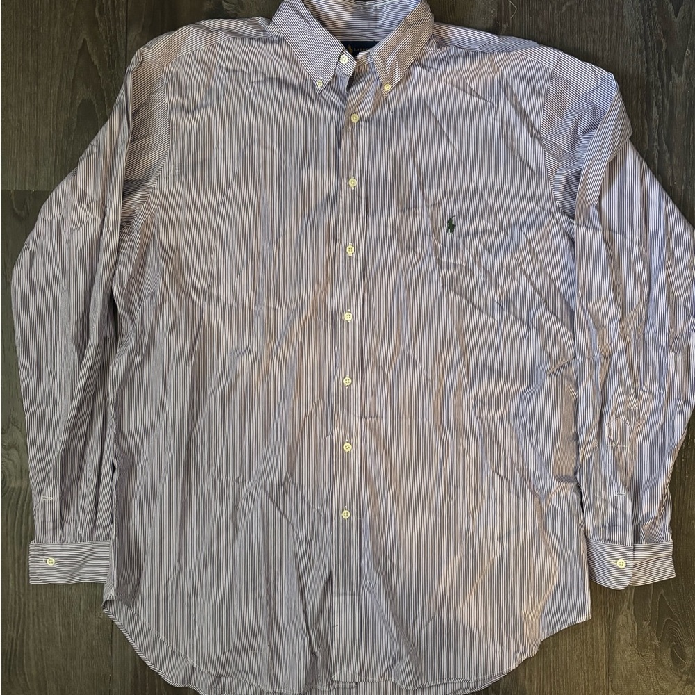 Ralph Lauren Maroon White Stripe Men's Button Down Dress Shirt Size XLT